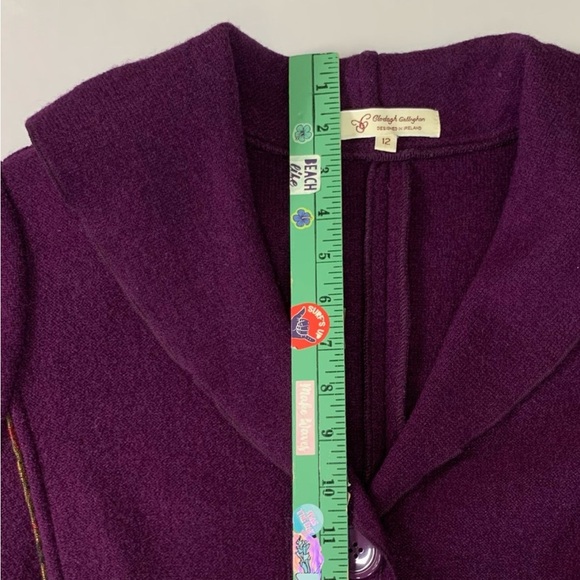 Vintage Ireland Coat Clodagh Callaghan 100% Boiled Wool Purple Art Gold Size 12 - Picture 9 of 14